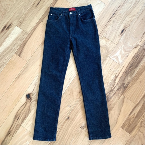 Valentino Vtg Jeans High Rise Straight Leg Y2K Retro 90s Designer Logo Size 4? - Picture 2 of 15